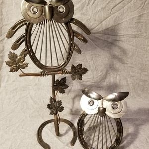 Owls made from horseshoes.hand made